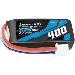 GensAce 400mAh 7.4V 60C 2S1P JST-batteri [Levering: 4-5 dage]